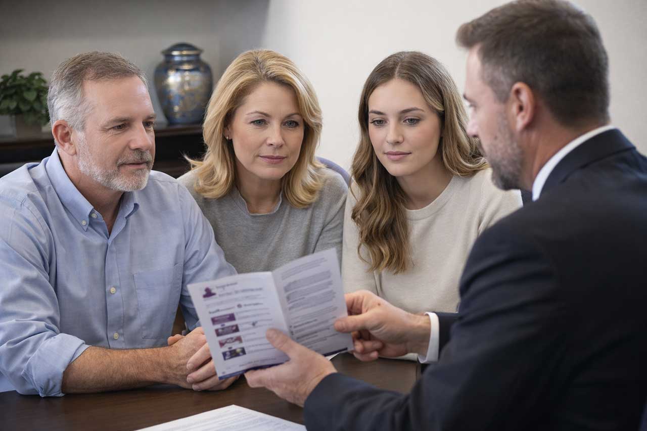 Family Discussing Cremation Options with Funeral Director