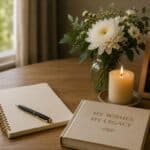 Planning notebook for cremation service in Ballwin, MO with flowers and gentle care