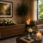 Private viewing room with flowers and soft candlelight supports remembrance in St. Charles, MO